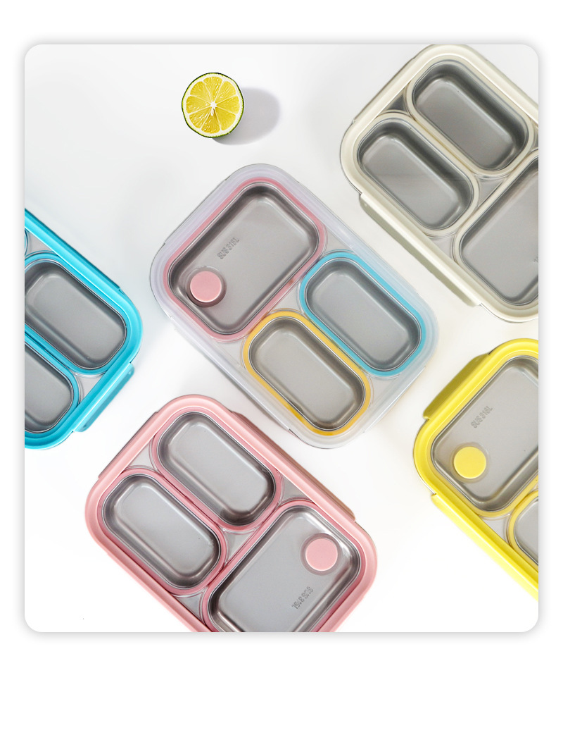 316 stainless steel compartments lunch box, dopamine color, anti-odor-mixing, separated and sealed, office worker and student lunch box, silicone food storage box pic 6