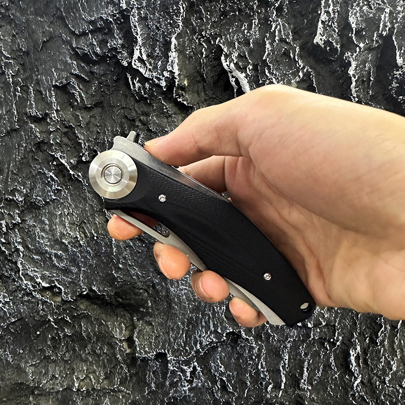 Cross-border best-selling bear head high-end folding knife D2 steel G10 handle folding knife, outdoor camping survival fishing knife pic 9