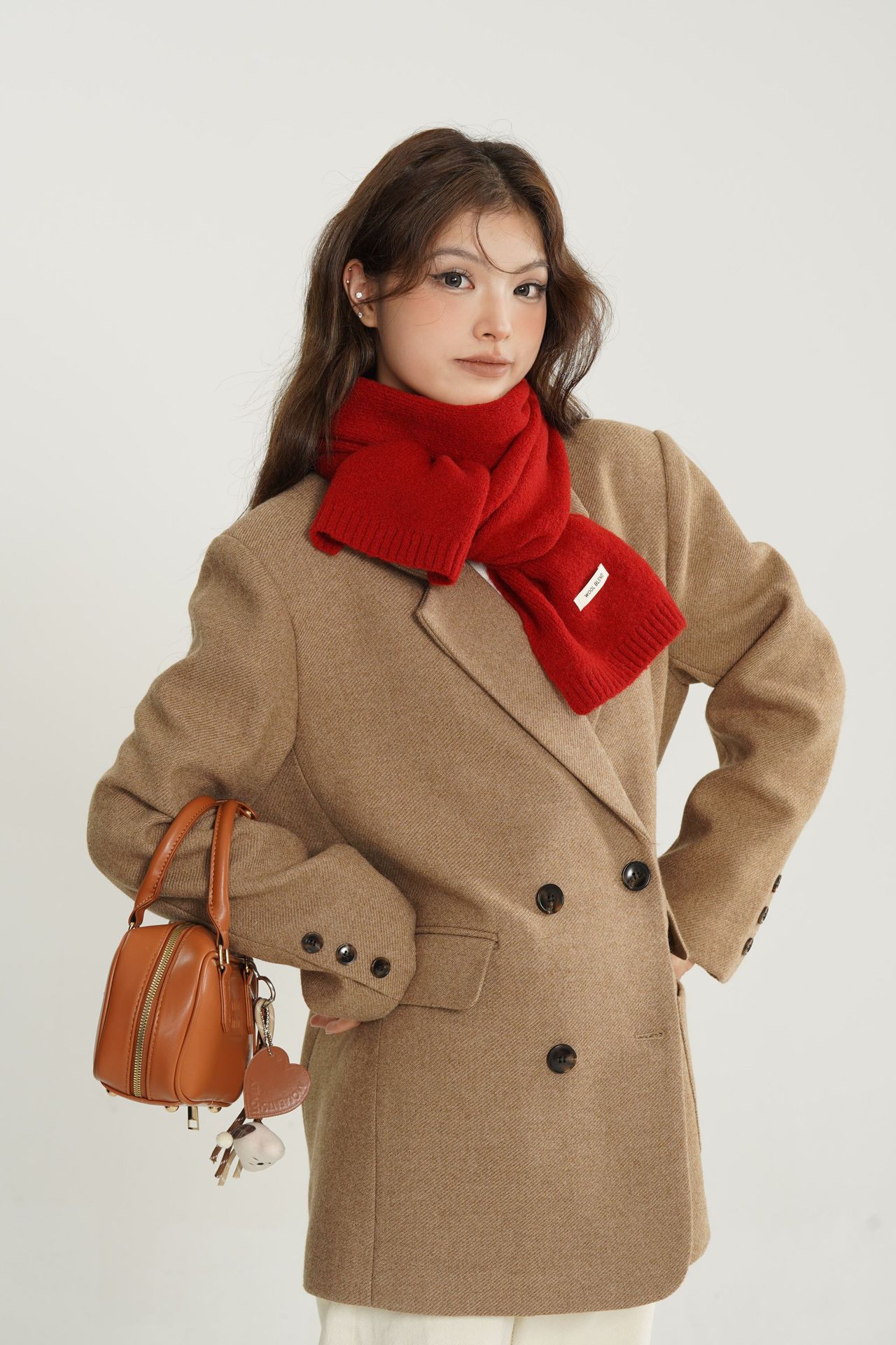 Solid-color wool blend scarf for women, autumn and winter, knitted woolen, warm, Korean-style, versatile, fashionable, fresh and sweet neck pic 12