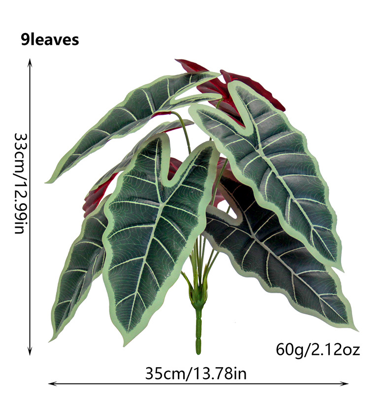 Artificial green plants, such as the lucky taro, are used for restaurant partition decoration, outdoor garden, grassland landscaping, and PVC plastic figures pic 2