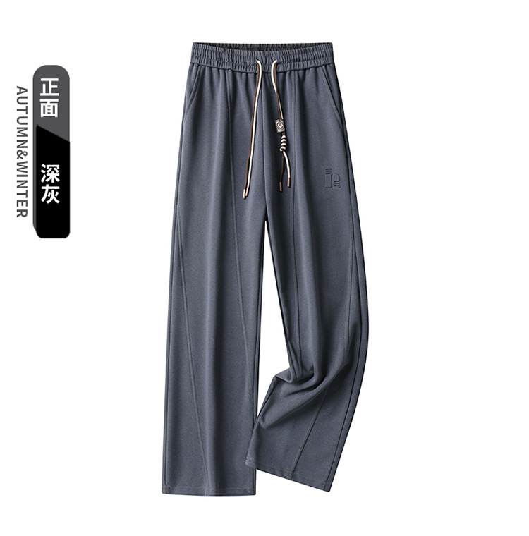 2024明线分割拼接新款垂感韩版百搭阔腿运动斜纹休闲跨境拼接休闲详情15