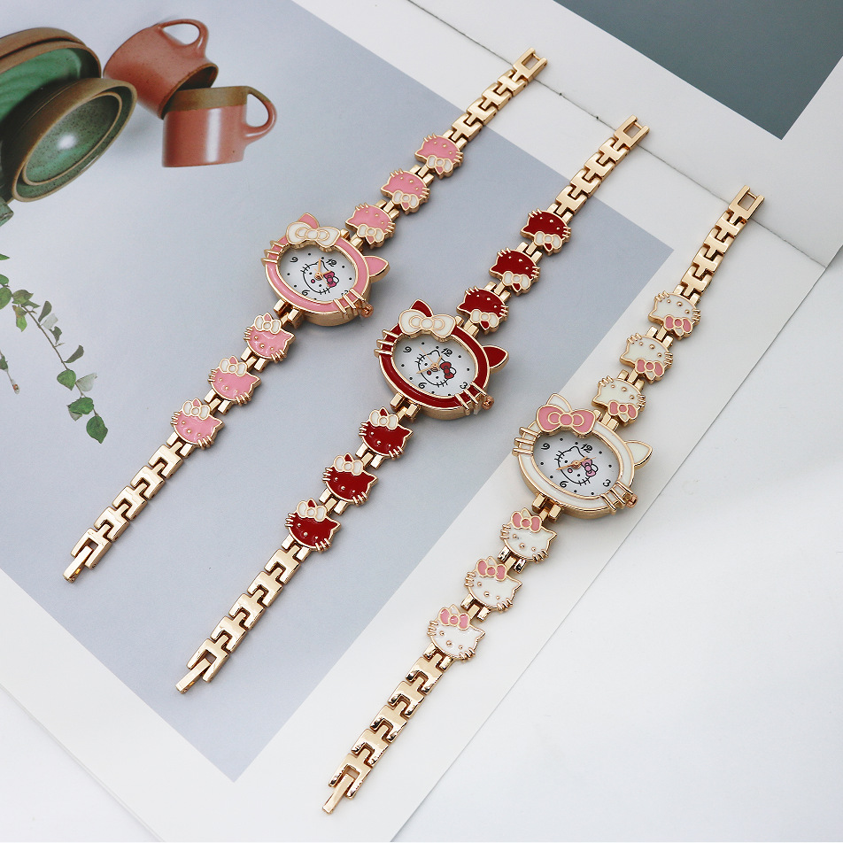 时尚KT猫卡通手表女学生手表儿童可爱手表手链表现货批发厂家热销详情1