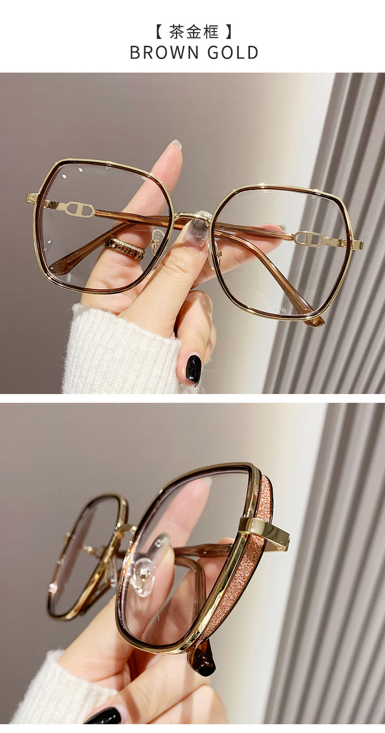 The new Korean-style fashionable flat light glasses for women with anti-blue light large-frame slimming effect can be paired with the same style on Xiaohongshu for myopia pic 10