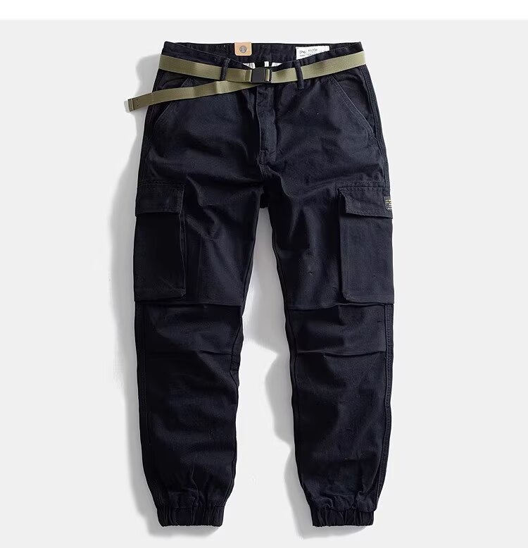 阿美咔叽阔腿束脚工装裤男美式复古重磅水洗大口袋休闲裤春秋详情6