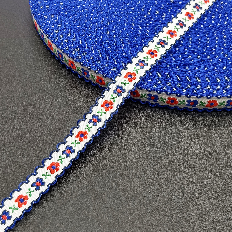 现货名族风提花织带沟边锁边彩带服装辅料1CM2CM宽名族带波浪边带详情6