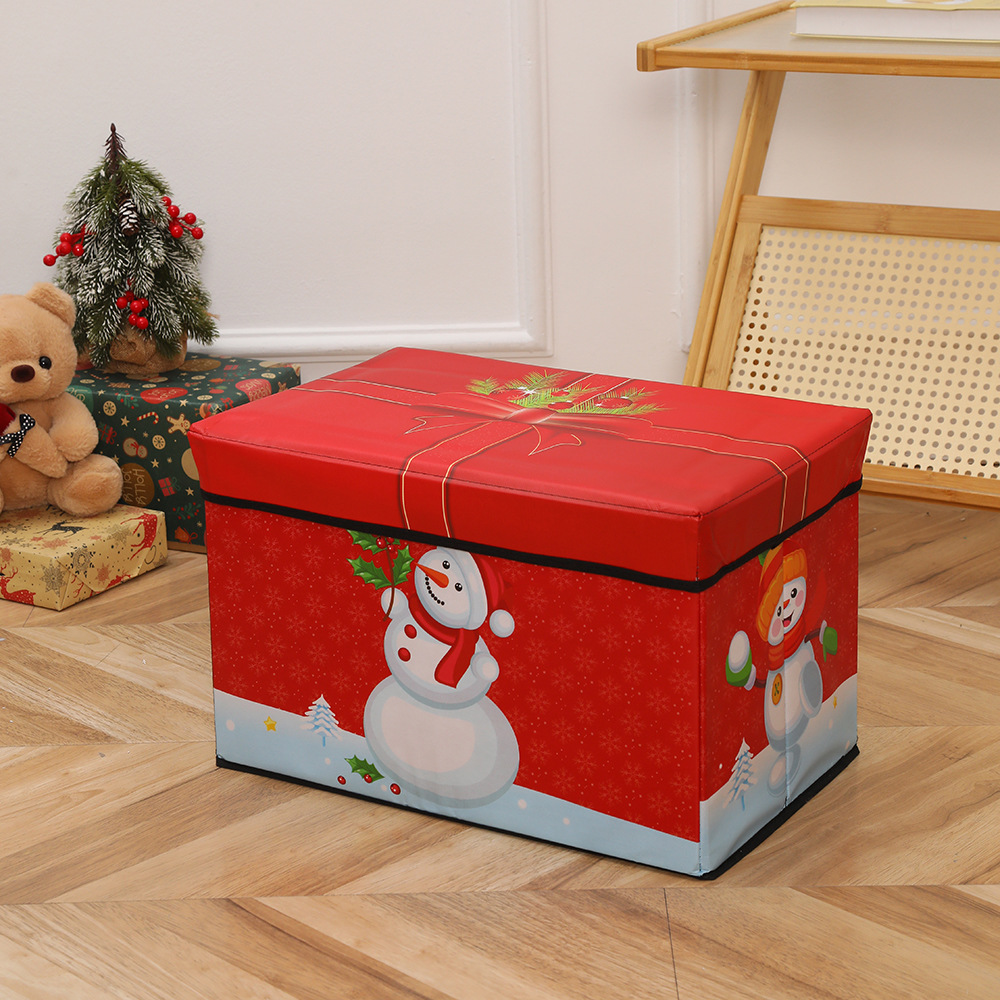 Christmas large-capacity storage box, foldable seating storage stool with lid, can hold cotton quilt storage box wholesale pic 9