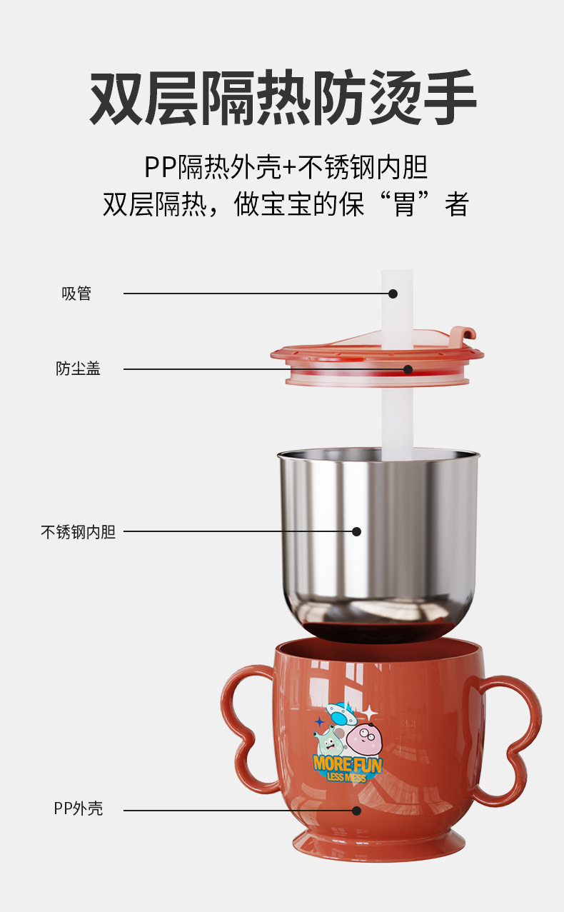 婴幼儿学饮杯带刻度吸管杯双耳手柄牛奶杯喝水杯儿童水杯礼品定制详情5