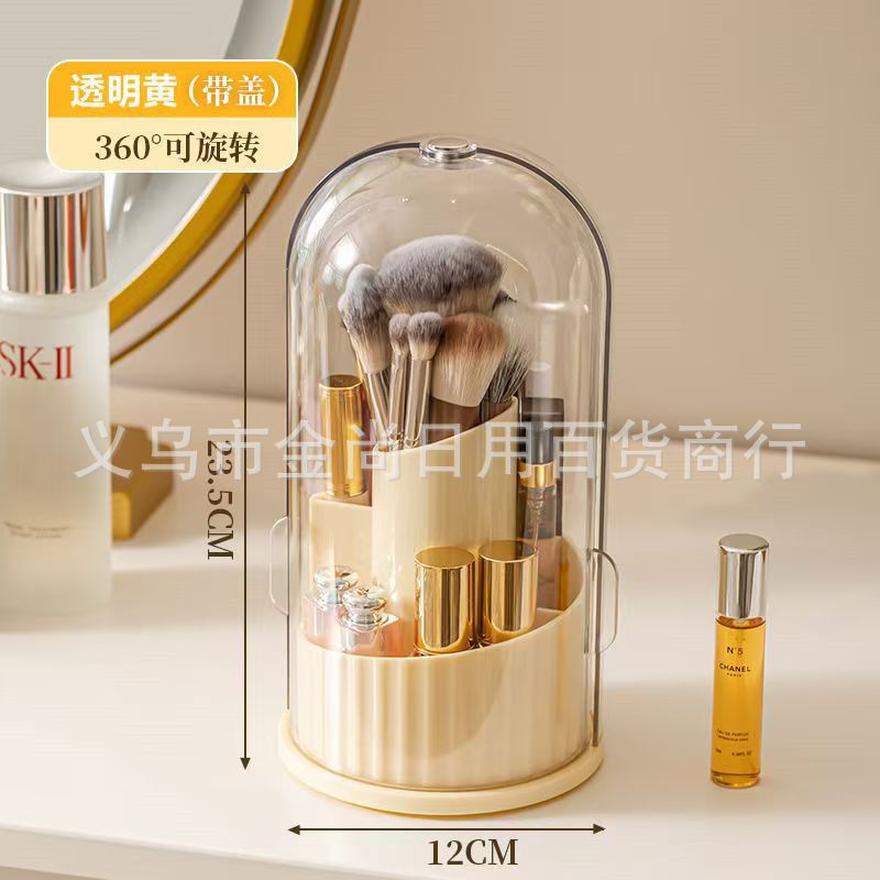 High appearance level rotating makeup brush storage cylinder, mouth red eyeshadow storage rack, dressing table, cosmetics storage box, lift type pic 1