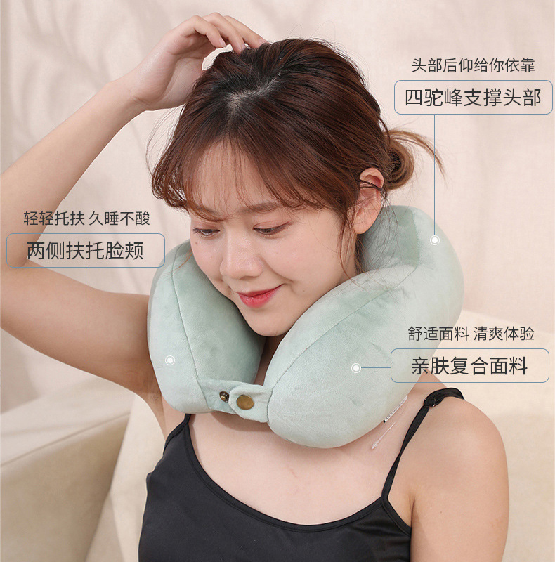 Thickened and enlarged PP cotton U-shaped pillow, upgraded hump travel pillow, composite sponge with softness, wholesale in stock U-shaped pillow pic 14
