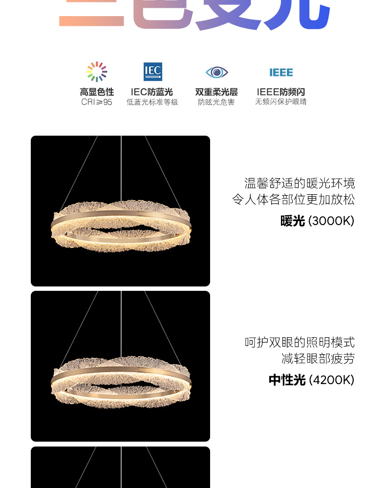 Modern light luxury living room chandelier, circular led hall light, designer creative model room, bedroom and dining room lighting fixtures pic 4