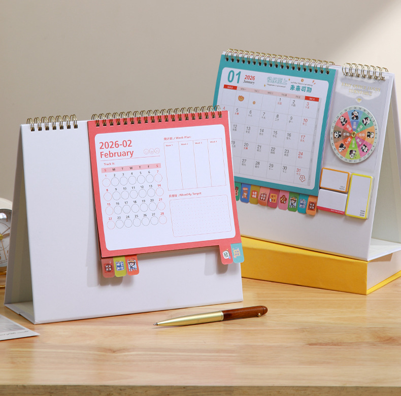 舟舟月历2026年日历创意转盘马年月历韩式便签记事台历广告定制详情20