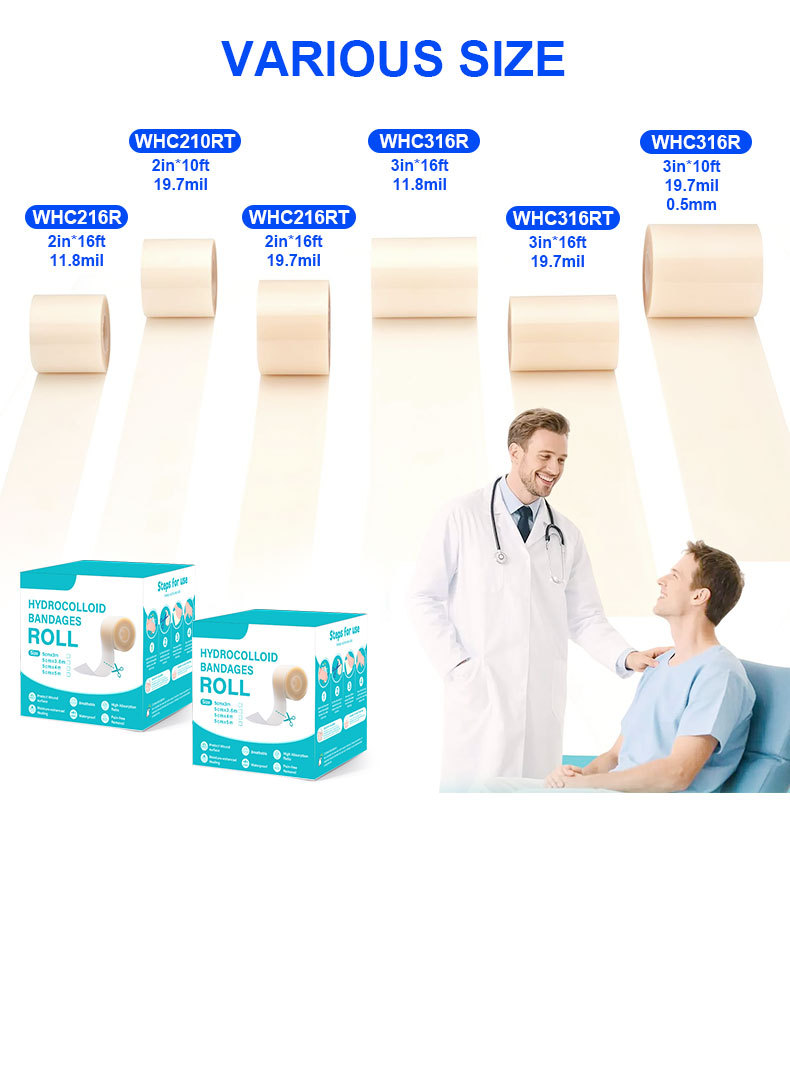Amazon hydrocolloid roll wound dressing has strong water absorption. It is a hydrocolloid dressing for wet healing of superficial burns with liquid absorption pic 9