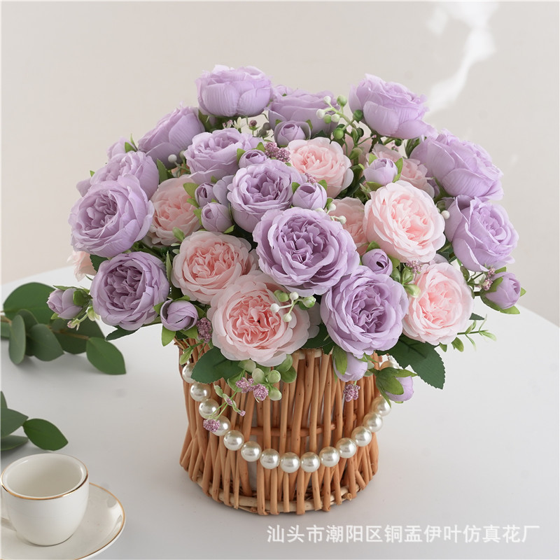 9色 仿真花春色牡丹 芍药玫瑰花家居摆件婚庆手捧花路引桌面装饰详情21