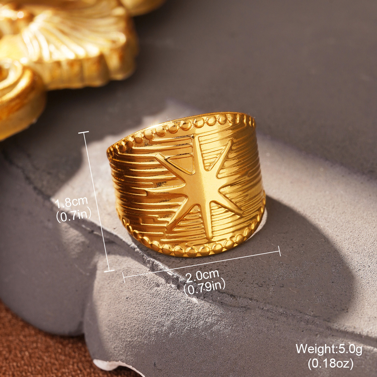 Cross-border European and American fashion golden titanium steel geometric opening adjustable ring, a niche and high-end stainless steel ring pic 25