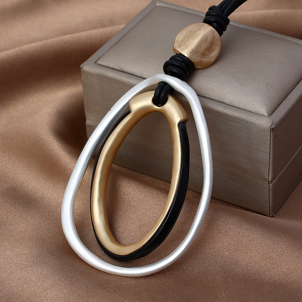 跨境亚马逊欧美外贸爆款金属时尚饰品项链女简约吊坠长款毛衣链详情11