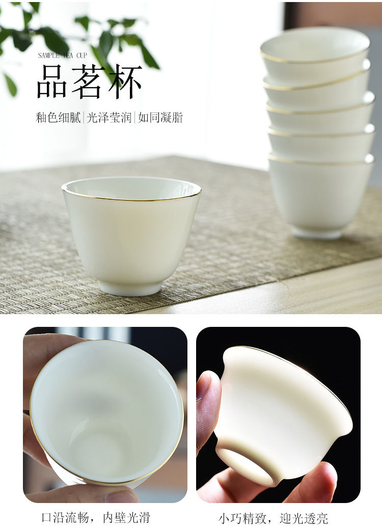 Dehua sheep fat Jade White porcelain Gongfu tea sets, complete sets of tea cups, business gifts and souvenirs wholesale, LOGO design pic 24