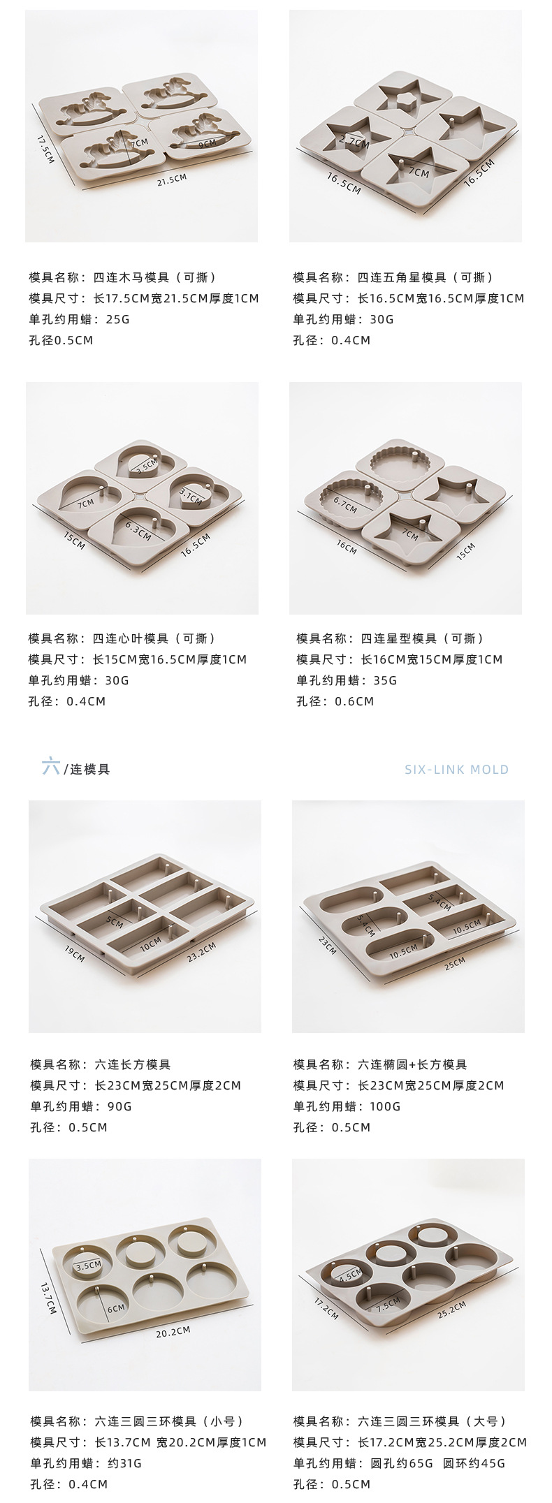 现货香薰diy蜡片蜡牌食品级创意石膏硅胶模具矽膠模具蜡烛详情3