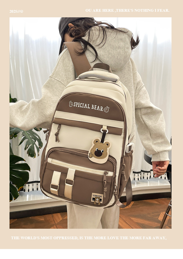 批发新款初高中学生大容量书包轻便减负背包小学生简约结实双肩包详情2