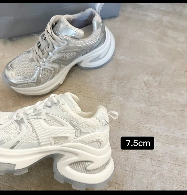 厚底银色老爹鞋女2025春夏新款透气增高网红炸街ins潮休闲运动鞋详情6
