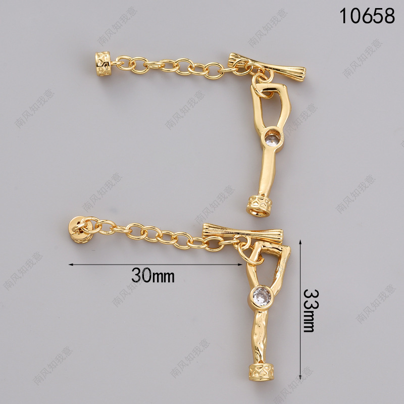 Copper palladium-plated, white gold and zirconium-inlaid irregular OT clasp necklace, diy bracelet, necklace ending chain, clasp head accessory pic 5