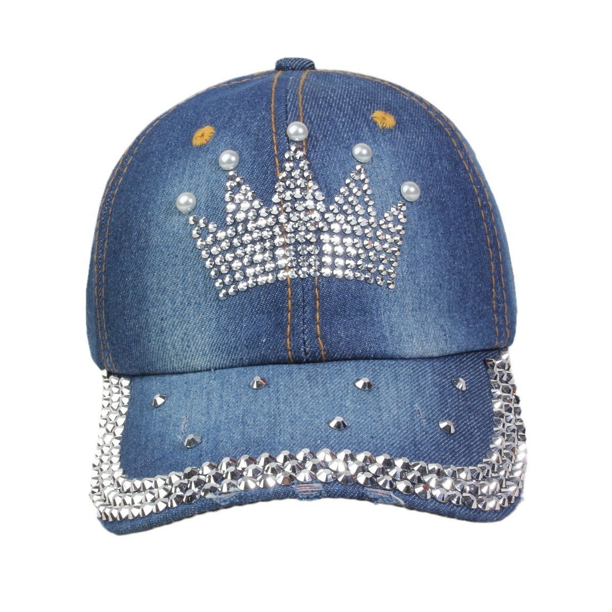 牛仔镶钻棒球帽弯檐男帽女帽百搭款遮阳鸭舌帽夏季休闲百搭帽子详情15