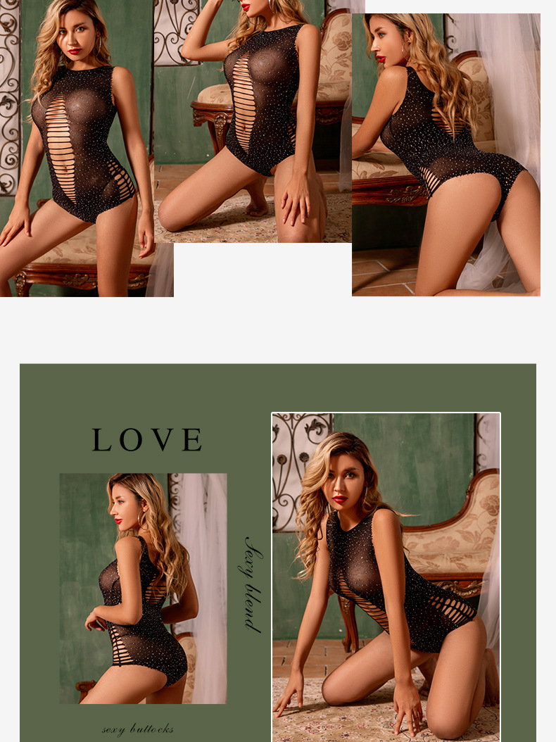European and American sexy open-cut net clothes, transparent uniforms, tempting one-piece net socks, close-fitting mesh one-piece net clothes, romantic underwear pic 5