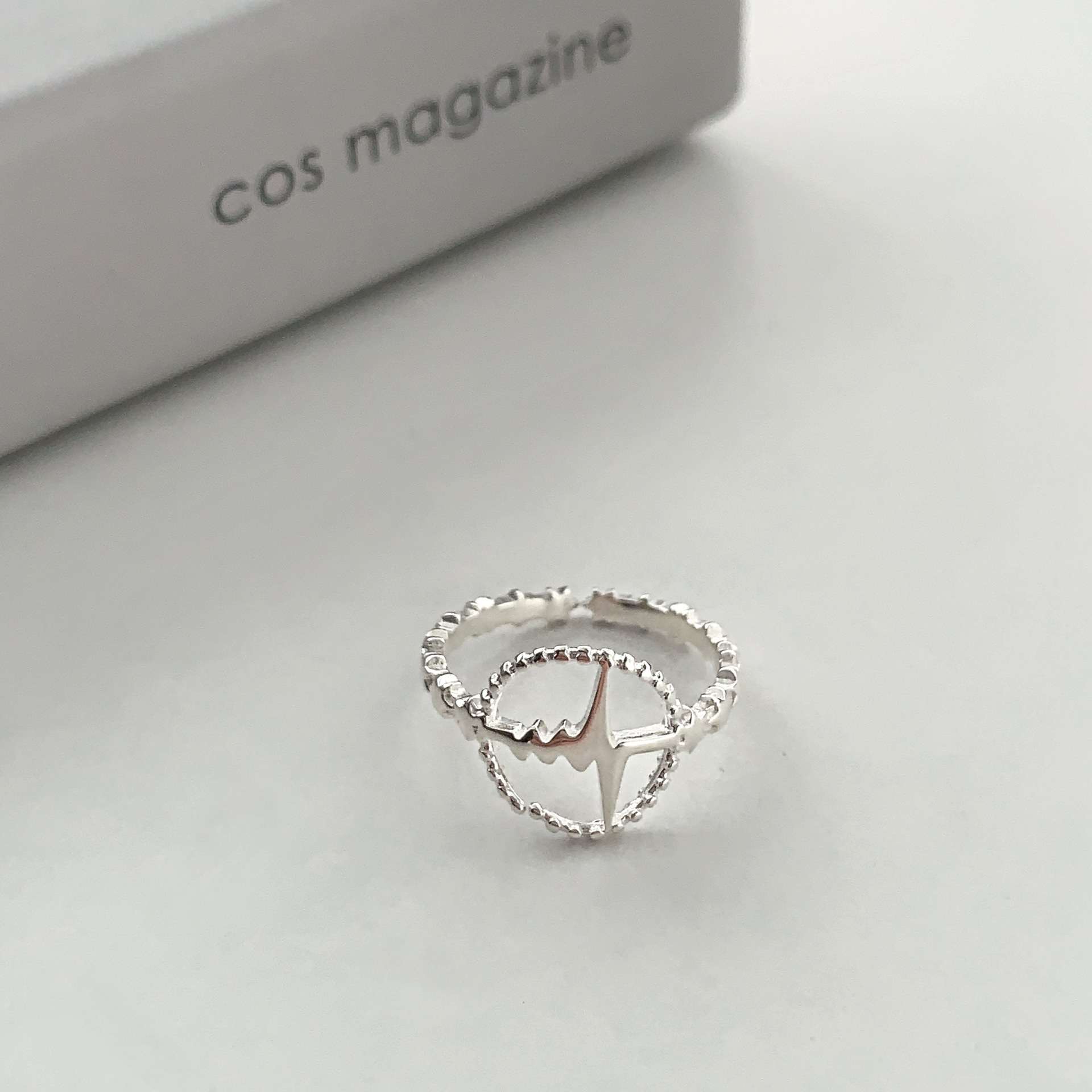 Geometric irregular 12.16 wave ring S925 sterling silver simple and niche heartbeat ring design, cold style adjustable pic 3