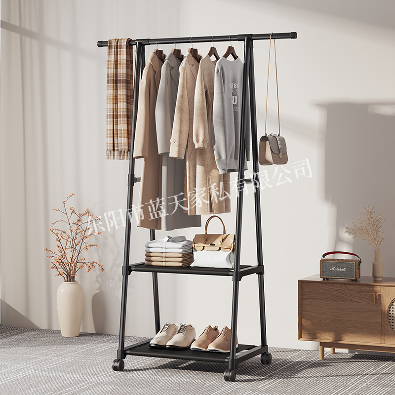 跨境架子批发简易落地多功能衣架金属现代简约置物架衣柜衣帽架详情1
