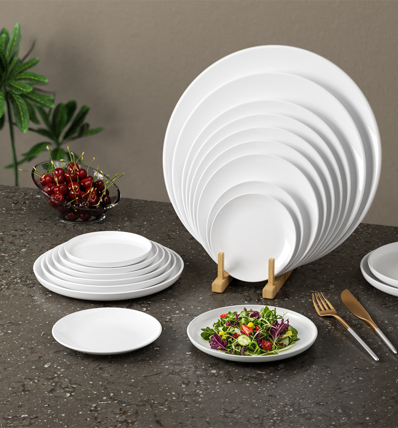 厚款白色玉瓷密胺餐具圆盘子商用圆碟大平盘酒店餐厅凉菜碟批发A8详情8