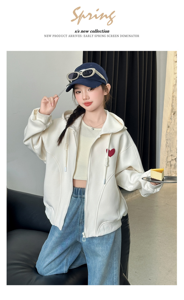 女童春秋款韩版休闲连帽卫衣外套中大童初中生洋气时尚儿童春装潮详情24