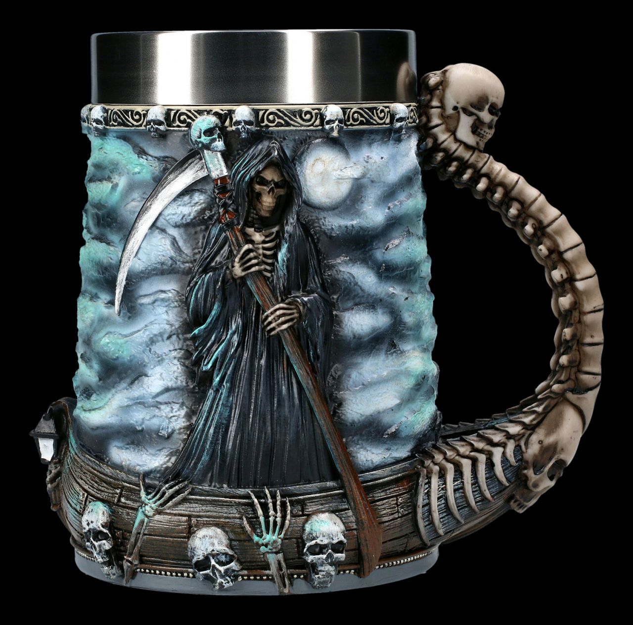Cross-border new Halloween skeleton mug, stainless steel Death God Coffee Beer mug, personalized and creative skull-shaped wine glass pic 15