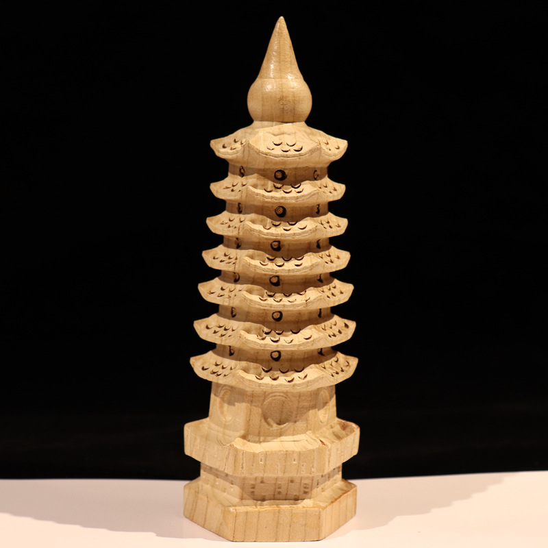 厂家批发桃木7层9层11层13层文昌塔木雕摆件工艺品办公室考试摆件详情14