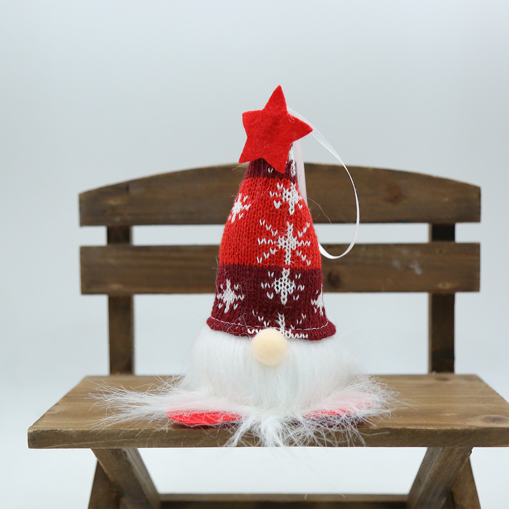Christmas Decorations: Cross-border Christmas dwarf dolls, glowing knitted long and short legs, faceless ornaments, in red, green and gray. In stock pic 9