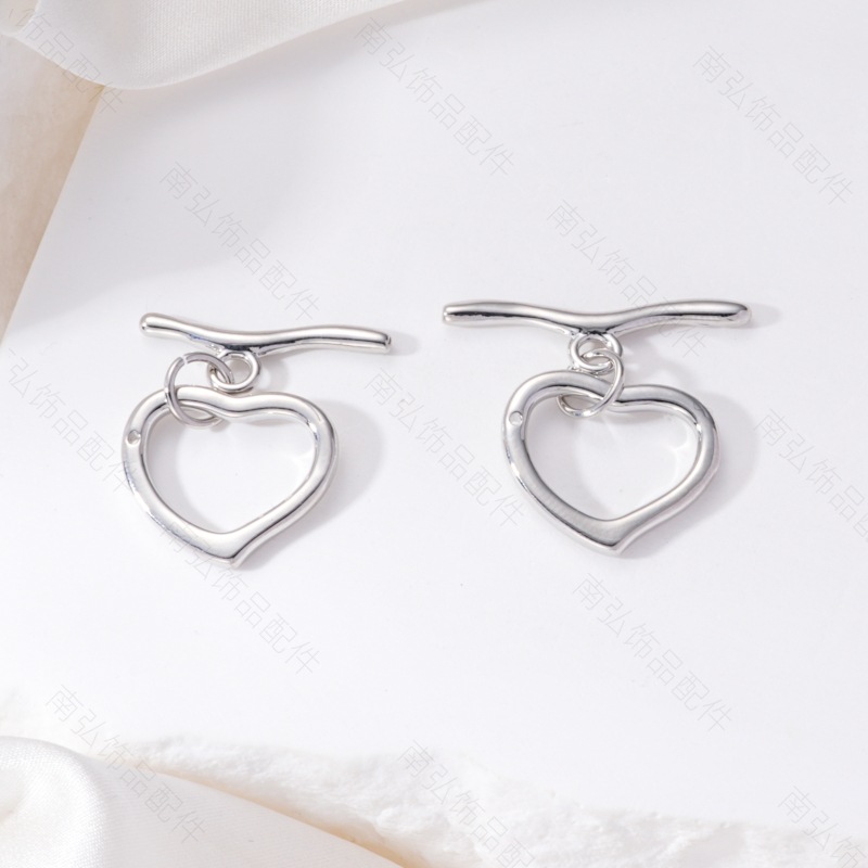 diy crystal pearl necklace with heart-shaped OT clasp in strong color preservation, white and gold. It is a connecting and clasp accessory pic 7