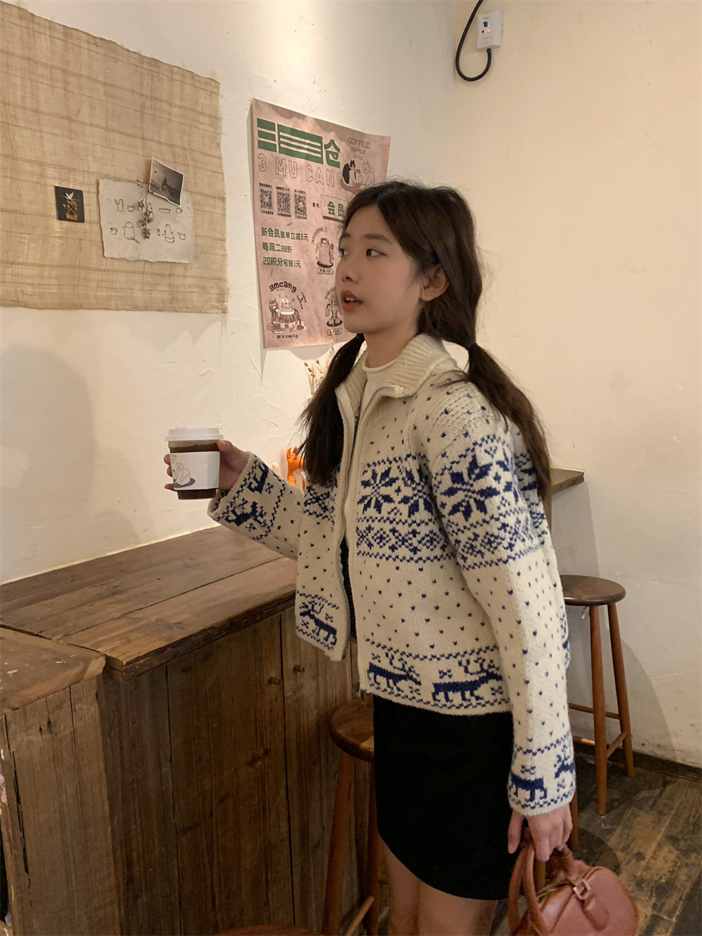 【绵羊绒】Berry喜你而欢复古温柔雪花拉链毛衣立领针织衫女秋冬详情5