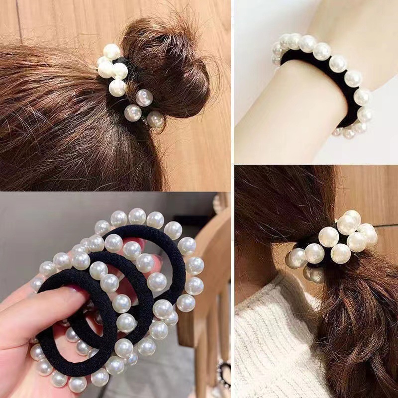 The new pearl hair band and towel band from Dongdaemun, South Korea, are simple and versatile. It also features a hair tie and a rubber band pic 1