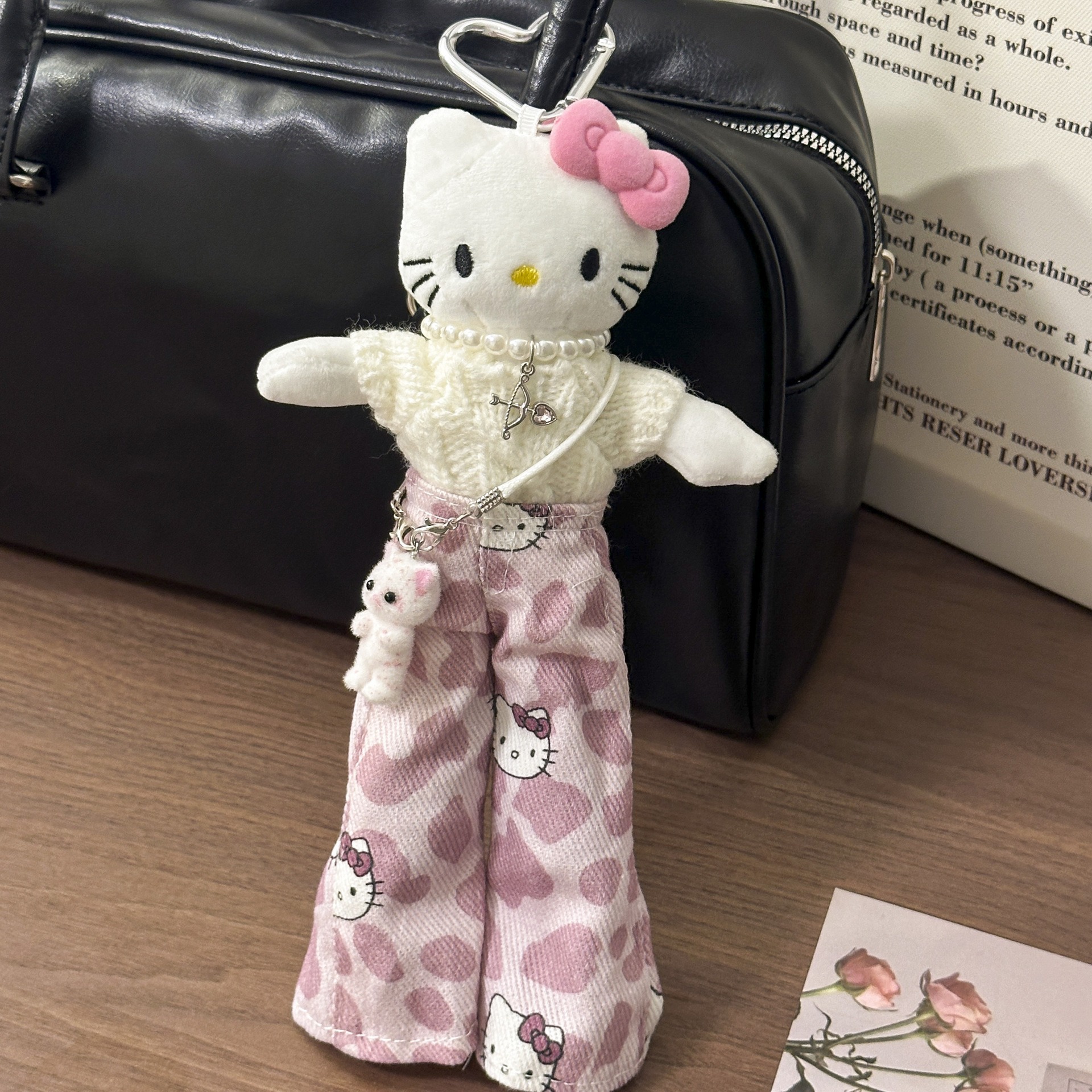 New autumn and winter leather long-legged Kitty cat bag pendant, cartoon cute and versatile keychain kt pendant, Little Red Book pic 12