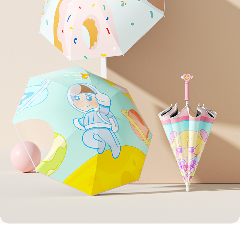 ZUODU左都儿童晴雨伞 女孩小学生晴雨两用长柄反光上学防晒遮阳伞详情2