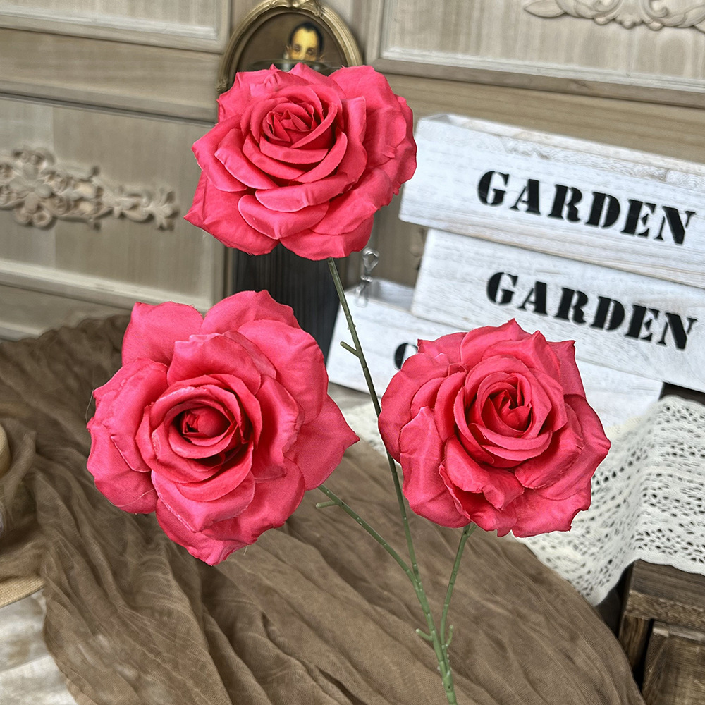 仿真钻石玫瑰假花人造花成品婚庆用花地排造景花高级感客厅插花束详情20