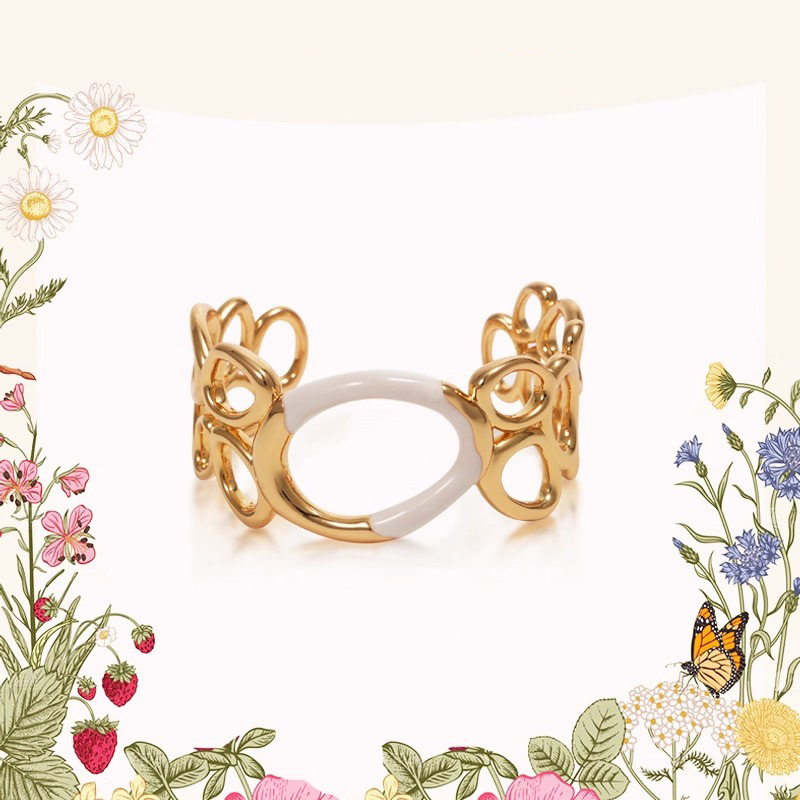 镂空圆形涟漪开口手镯女欧美轻奢小众高级感珐琅滴釉拼色手环手饰详情3