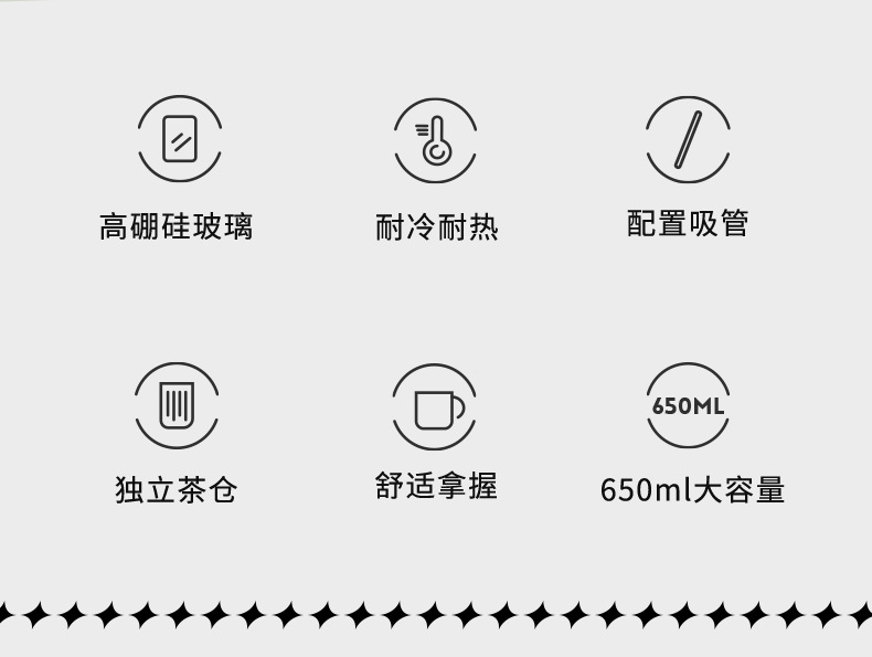 现货批发刻字LOGO冷萃杯花茶杯带茶仓高硼硅玻璃吸管水杯礼品定制详情3