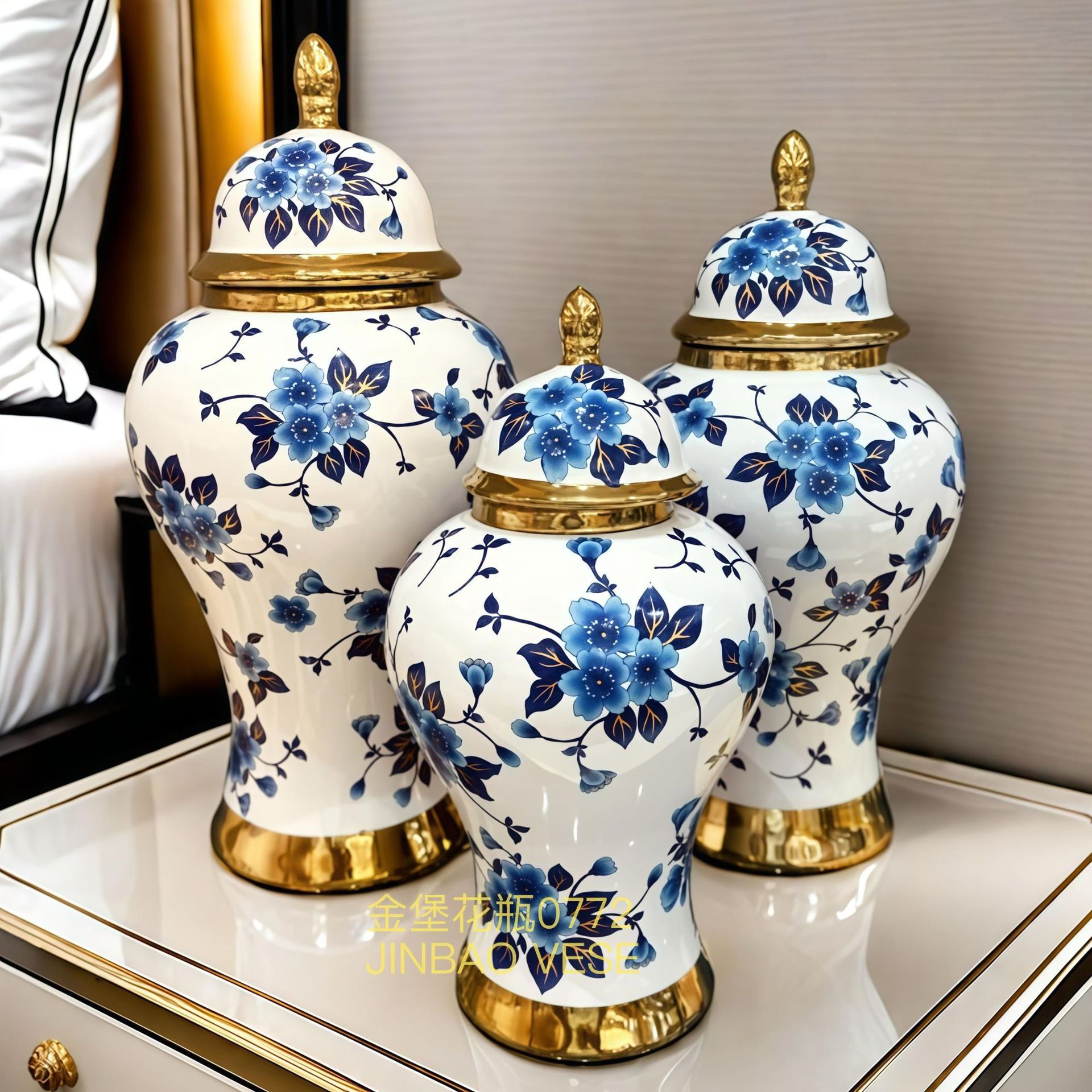 Nordic creative ceramic vases, rotating aesthetic ornaments, high-end living room entrance hall tabletop, dining table, dried flower decorations pic 46