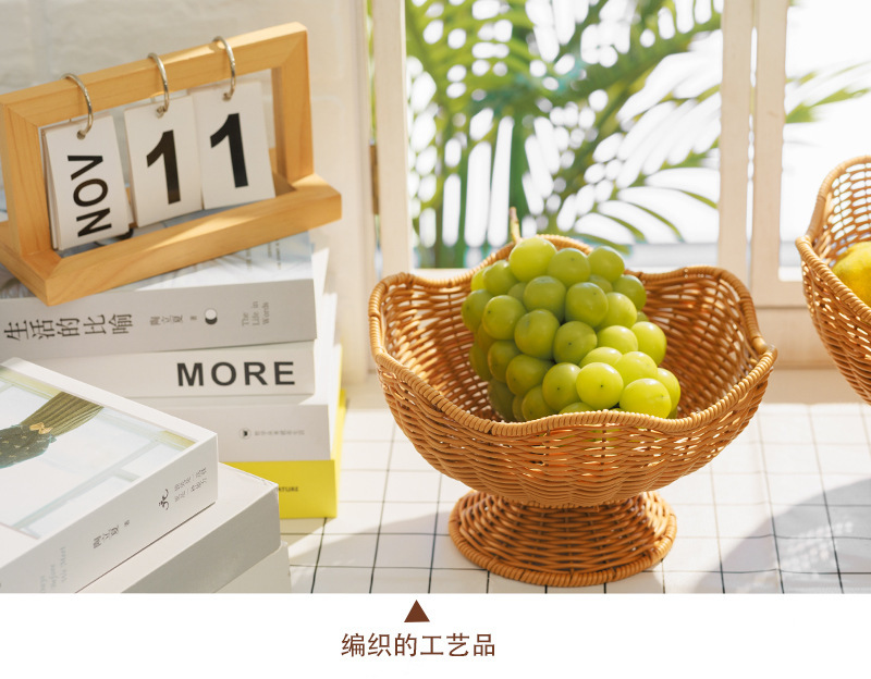 仿藤花形手工编织篮多功能收纳篮客厅水果蔬菜篮工艺品礼品民间藤编详情8