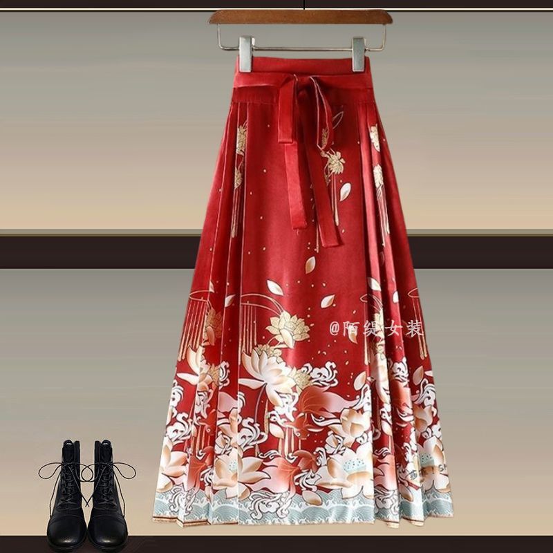 国潮黁白薄荷绿新中式古风连衣裙女夏季新款风汉服上衣马面裙套装详情17