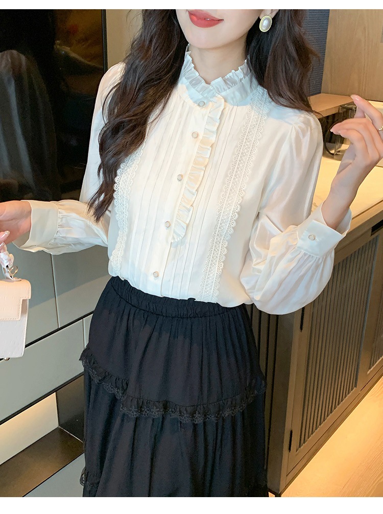 法式高级感木耳边长袖雪纺衬衫女2025早春季新款别致减龄气质上衣详情12