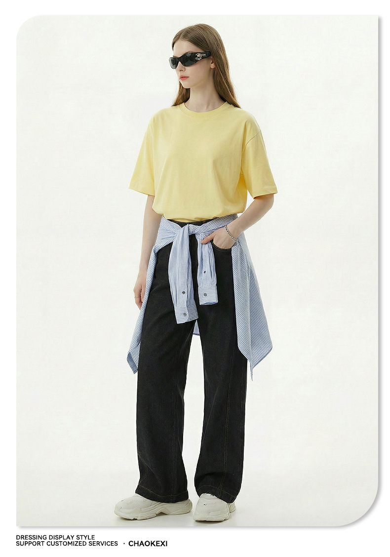 CKX Spring/Summer 2026 New 230G double-yarn pure cotton European and American trendy brand cool solid color loose large-sized short-sleeved T-shirt for men pic 20