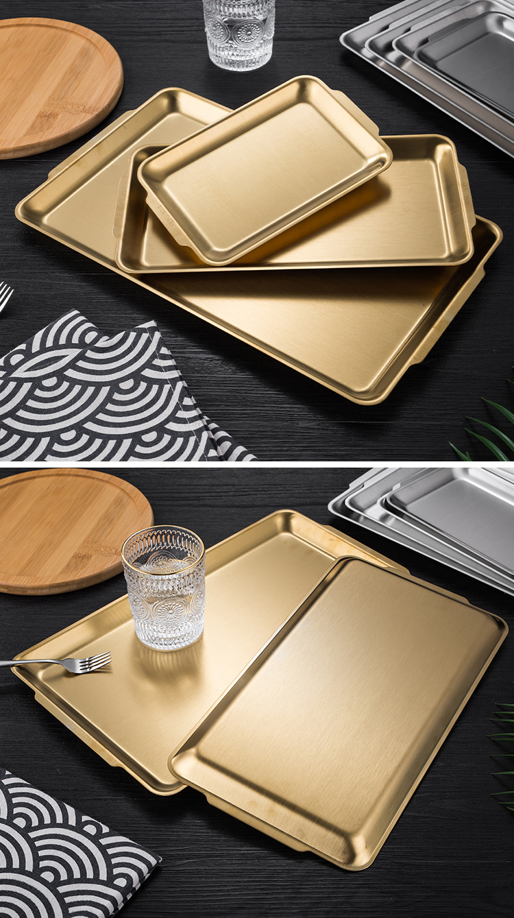 304加厚不锈钢长方形盘寿司盘磨砂平底盘子托盘收纳盘韩式烧烤盘详情8