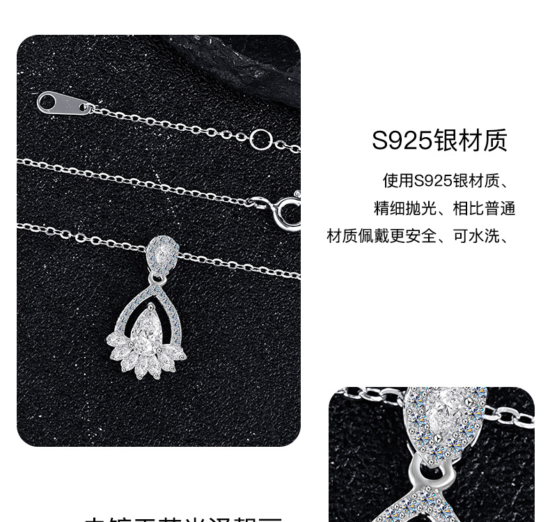 A new retro water drop necklace studded with zirconium wheat ears and leaves, and a high-end pure silver collarbone chain, light luxury and niche pic 7