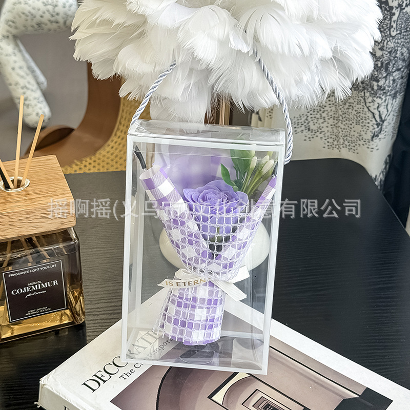 跨境教师节苏醒香皂花透明盒永生花束玫瑰送朋友创意伴手礼花束详情5
