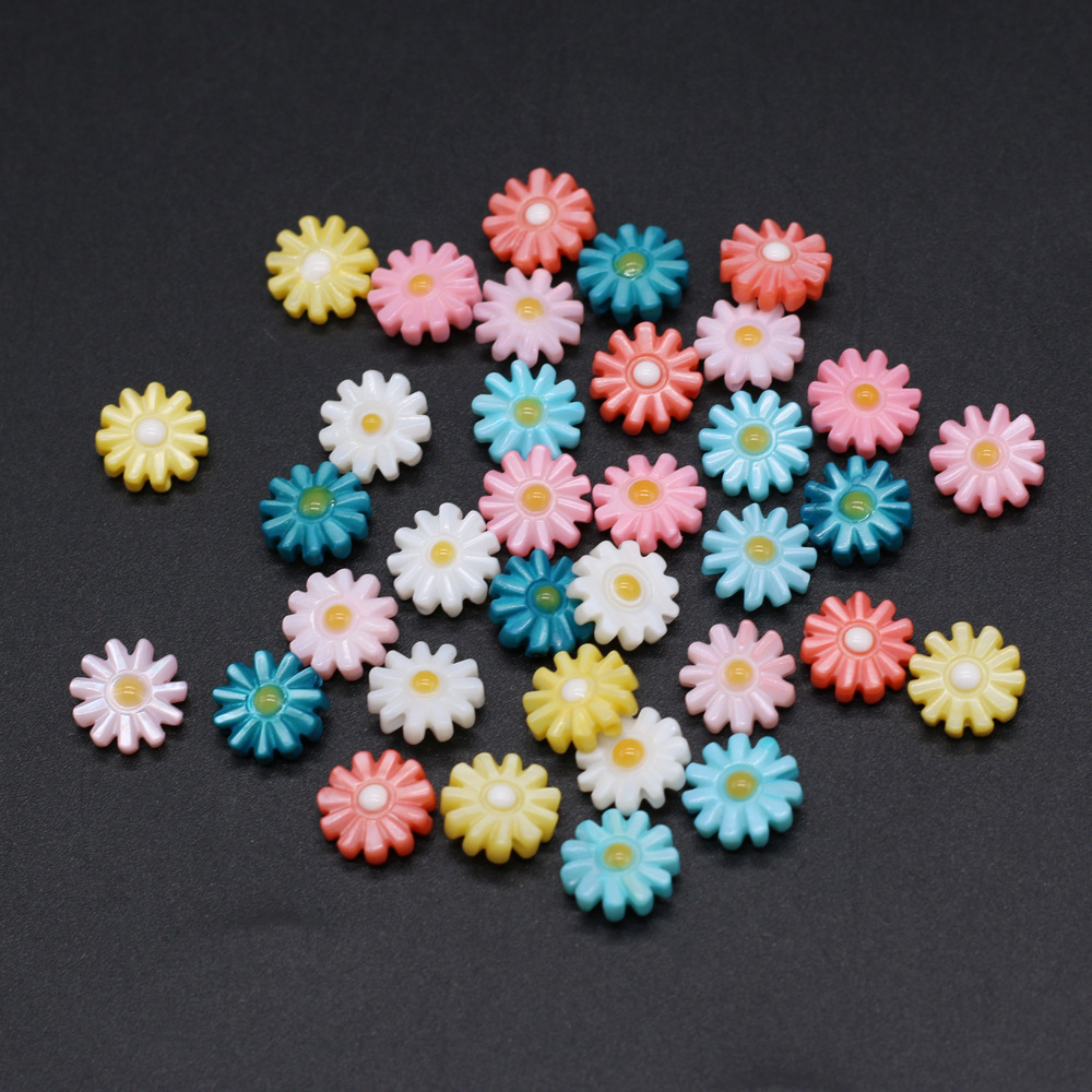 DIY jewelry accessories, natural shell hand-carved sunflowers, multi-color through-hole hairpins, earrings and pendants wholesale pic 39